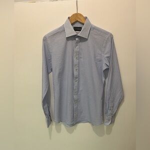 Jack Lipson Signature Blue & White Pinstripe Dress Shirt / High End / Small 15.5